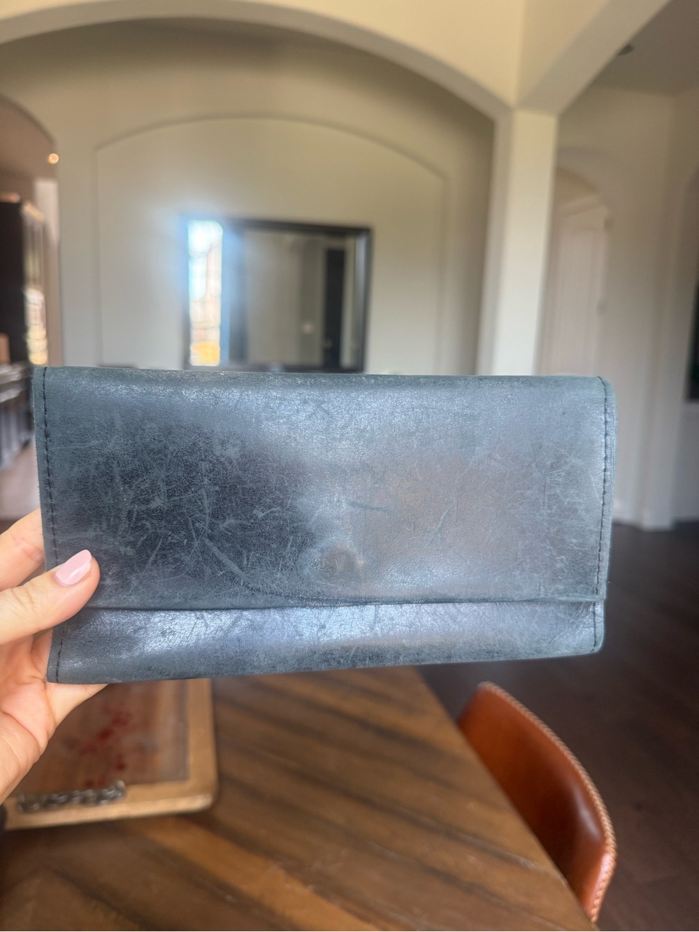Able Black Leather Fold Wallet Clutch